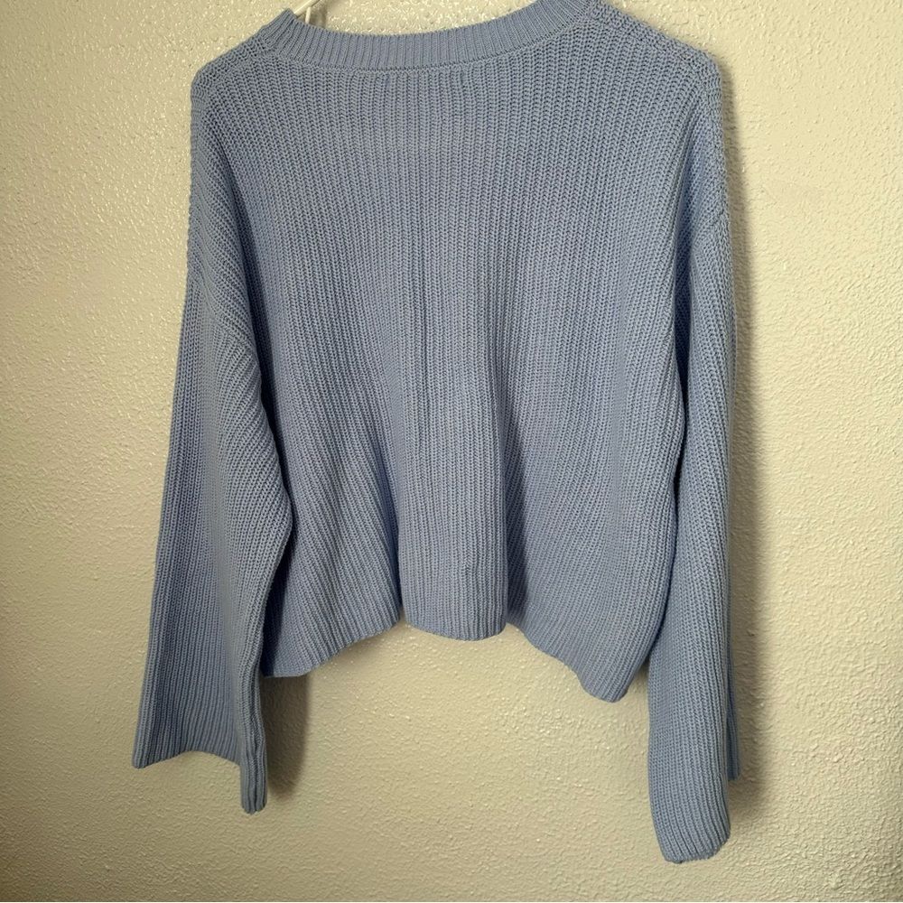 Moon & Madison Light Blue Knit Beach Sweater Coverup Lightweight Boho Beachy M - Picture 4 of 4